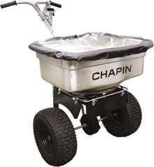 Chapin - 100 Lb Stainless Steel Walk Behind Broadcast Landscape Spreader - 14" Pneumatic Wheels - Exact Industrial Supply