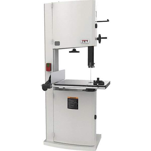 Jet - 20" Throat Capacity, Step Pulley Vertical Bandsaw - 2,530/4,850 SFPM, 5 hp, Single Phase - Exact Industrial Supply