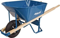 Jackson Professional Tools - 6 Cu Ft Capacity Wheelbarrow with 16" Pneumatic Wheel - Wood Handle, 58-1/2" Long x 26-3/4" Wide x 27" High, Blue - Exact Industrial Supply