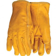 General Purpose Work Gloves: X-Large, Cowhide Leather Brown