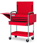 4 Drawer Red Service Cart with Lid; Rack & Tray - Exact Industrial Supply
