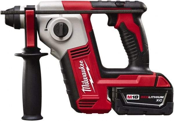 Milwaukee Tool - 18 Volt SDS Plus Chuck Cordless Rotary Hammer - 0 to 7,000 BPM, 0 to 1,300 RPM, Reversible - Exact Industrial Supply