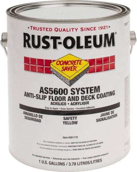 Rust-Oleum - 1 Gal Safety Yellow Gloss Finish Antislip Coating - 60 to 70 Sq Ft per Gal, Interior/Exterior - Exact Industrial Supply