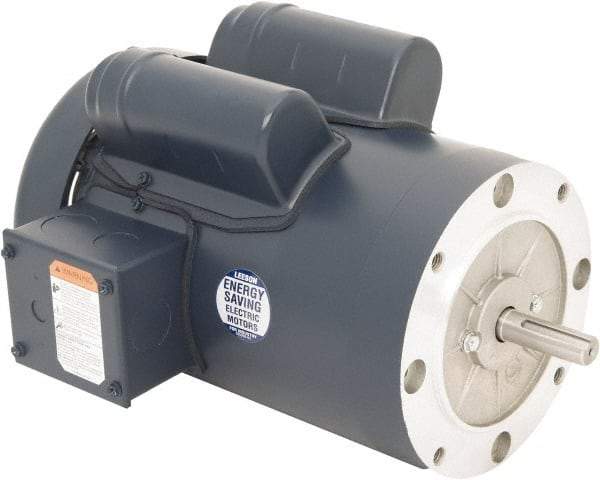 Leeson - 1-1/2 Max hp, 1,800 Max RPM, Capacitor Start Electric AC DC Motor - 115/230 V Input, Single Phase, 56C Frame, C-Face Mount, TEFC Enclosure - Exact Industrial Supply