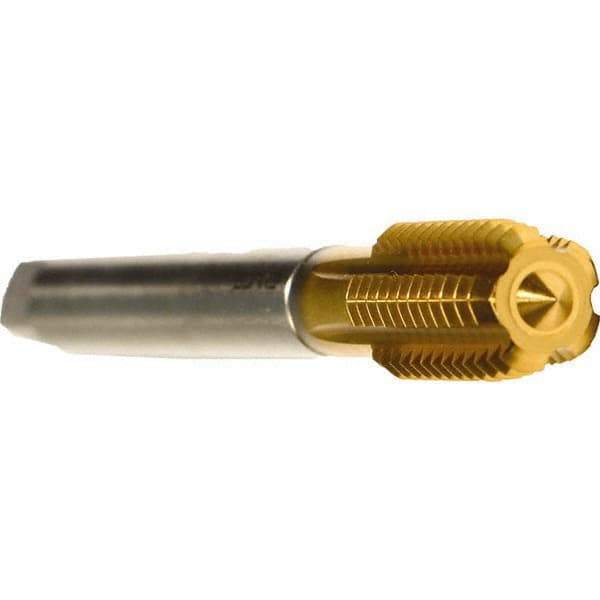 Emuge - 5/8-18 UNF 2BX Modified Bottoming Thread Forming Tap - Cobalt, TiN Finish, 3.937" OAL, 0.866" Thread Length, Right Hand Thread, Series Druck - Exact Industrial Supply