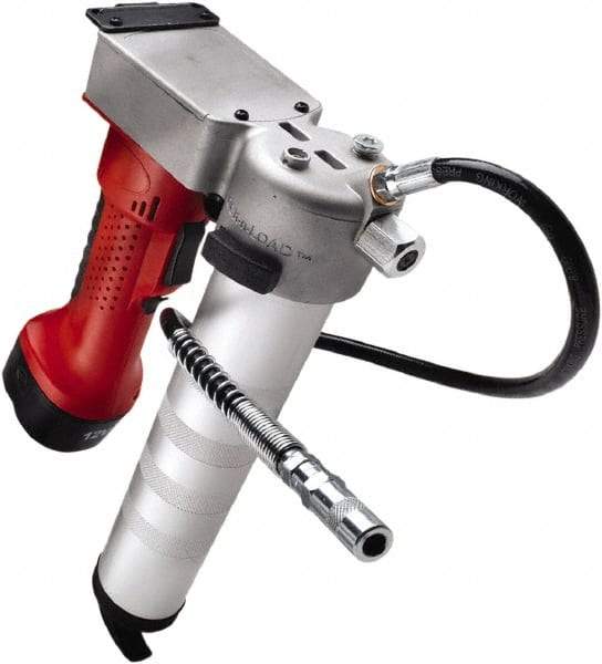 Legacy - 6,000 Max psi, Flexible Battery-Operated Grease Gun - 14 oz Capacity, 1/8 Thread Outlet, Bulk, Filler Pump & Cartridge Fill - Exact Industrial Supply