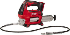 Milwaukee Tool - 10,000 Max psi, Flexible Battery-Operated Grease Gun - 14 oz Capacity, 31 Strokes per oz, Includes Grease Gun, Gauge Hose Assembly & Coupler - Exact Industrial Supply