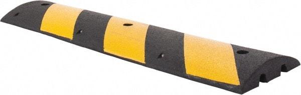 PRO-SAFE - 48" Long x 12" Wide x 2" High, Speed Bump - Black & Yellow, Rubber - Exact Industrial Supply