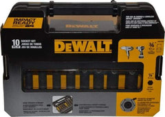 DeWALT - 10 Piece 3/8" Drive Thin Wall Deep Impact Socket Set - 6 Points, 5/16 to 3/4", Inch Measurement Standard - Exact Industrial Supply