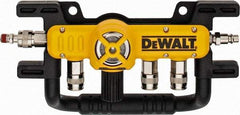 DeWALT - Aluminum Heavy Duty Quadraport Air Line Splitter with Regulator - 200 Max psi, 12-1/2" Long, 3/8 NPT Diam Inlet Fitting - Exact Industrial Supply