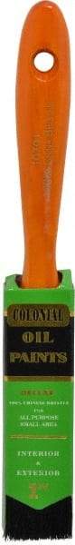 Premier Paint Roller - 1" Flat Hog Varnish Brush - 2-1/4" Bristle Length, 6-1/4" Wood Handle - Exact Industrial Supply