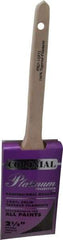 Premier Paint Roller - 2-1/2" Angled Synthetic Sash Brush - 3" Bristle Length, 9" Wood Rattail Handle - Exact Industrial Supply