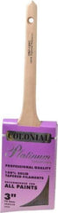 Premier Paint Roller - 3" Angled Synthetic Sash Brush - 3-1/4" Bristle Length, 9" Wood Rattail Handle - Exact Industrial Supply