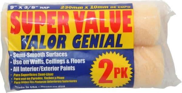 Premier Paint Roller - 3/8" Nap, 9" Wide Paint General Purpose Roller Cover - Semi-Smooth Texture, Polyester - Exact Industrial Supply