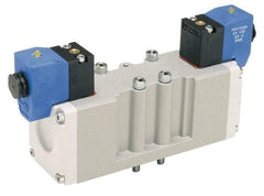 Parker - 4 Way, 3 Position, Aluminum Solenoid Valve - Normally Closed, Nitrile Seal - Exact Industrial Supply