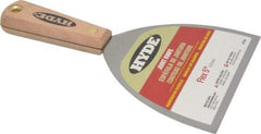 Hyde Tools - 5" Wide Steel Putty Knife - Flexible, Hardwood Handle, 8-1/4" OAL - Exact Industrial Supply