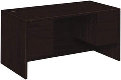Hon - Woodgrain Laminate Double Pedestal Desk - 60" Wide x 30" Deep x 29-1/2" High, Mahogany - Exact Industrial Supply