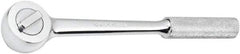 SK - 1/2" Drive Round Head Ratchet - Full Polish Chrome Finish, 15" OAL, 50 Gear Teeth, Full Polished Knurled Handle, Reversible Head - Exact Industrial Supply