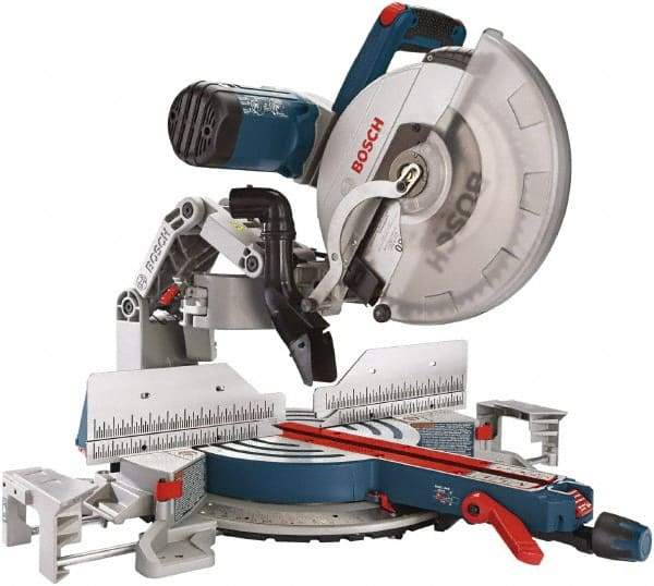 Bosch - 15 Amp, 3,800 RPM, 45° Right Double Bevel Sliding Miter Saw - 12" Blade Diam - Exact Industrial Supply