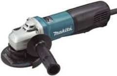 Makita - 4-1/2" Wheel Diam, 11,500 RPM, Corded Angle & Disc Grinder - 5/8-11 Spindle, 120 Volts, 13 Amps - Exact Industrial Supply