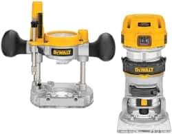 DeWALT - 16,000 to 27,000 RPM, 1.25 HP, 7 Amp, Fixed and Plunge Combination Electric Router - 115 Volts, 1/4 Inch Collet - Exact Industrial Supply