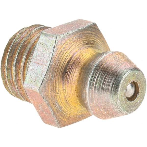 Import - Straight Head Angle, 5/16-24 Standard Grease Fitting - Zinc Plated Finish - Exact Industrial Supply
