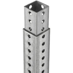 TAPCO - 4' High, Galvanized Traffic Sign Post - Steel, 7/16" Hole Diam, Silver - Exact Industrial Supply