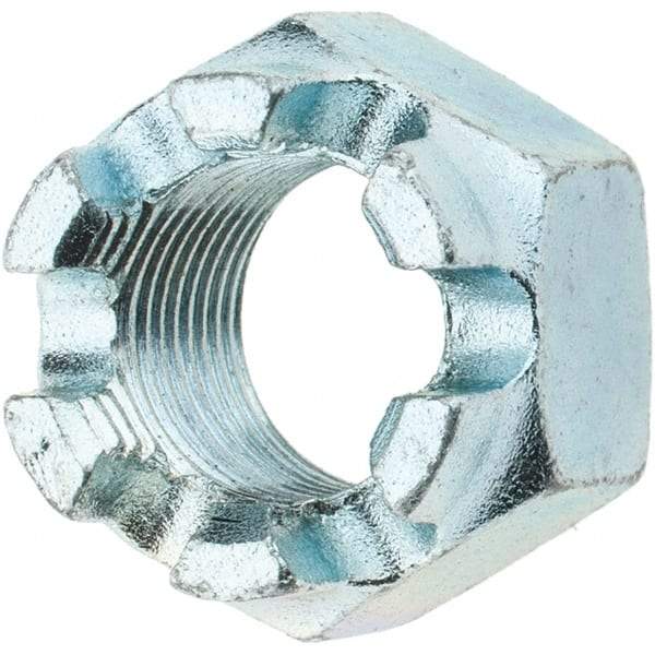 Value Collection - 5/8-18 UNF Grade 5 Steel Castle Locknut - Zinc-Plated Finish - Exact Industrial Supply