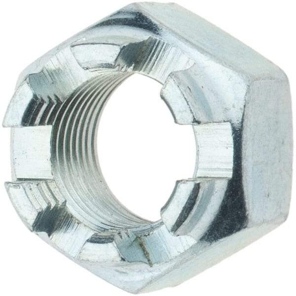Value Collection - 1/2-20 UNF Grade 5 Steel Castle Locknut - Zinc-Plated Finish - Exact Industrial Supply