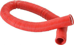 PRO-SOURCE - 1/8" ID, 1/8 Thread, 50' Long, Red Nylon Coiled & Self Storing Hose - 386 Max psi, No Fittings - Exact Industrial Supply