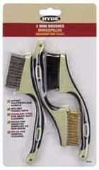Hyde Tools - 3 Piece Brass, Nylon & Stainless Hand Brush Set - 6-1/2" Brush Length, 0.1mm Trim Length - Exact Industrial Supply