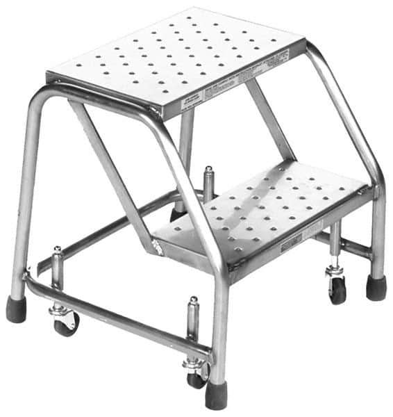 Ballymore - 19" 2 Step Ladder - Rolling Safety Ladder, 450 Lb Capacity, 19" Platform Height, 30" Base Width x 19" Base Depth, Perforated Tread - Exact Industrial Supply