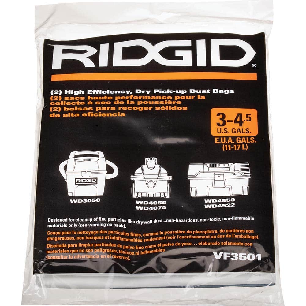 Ridgid - Vacuum Cleaner Filters Vacuum Type: Wet/Dry Vacuum Filter Type: Bag - Exact Industrial Supply