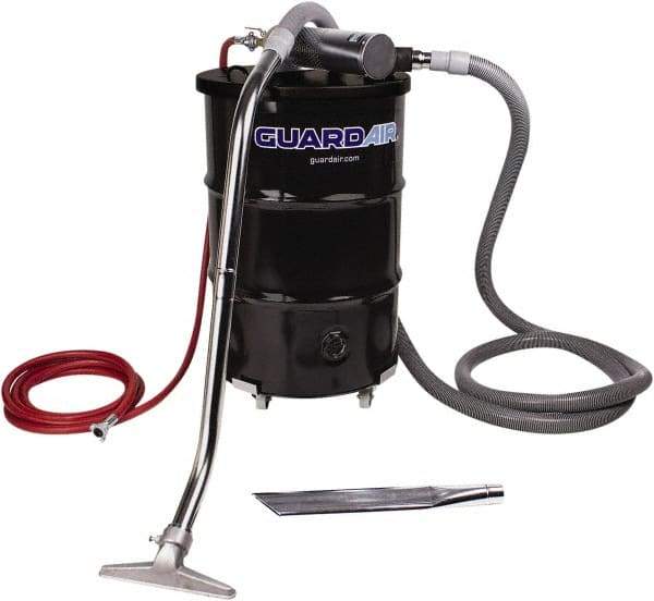Guardair - 55 Gal Steel Tank, Air Powered Wet/Dry Vacuum - 15 Peak hp, 20' Hose Fitting, Cordless, Cartridge Filter - Exact Industrial Supply