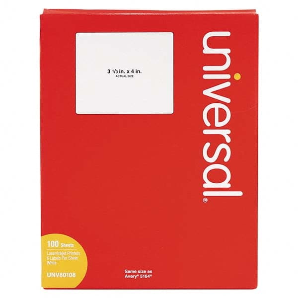UNIVERSAL - Labels, Ribbons & Tapes Type: Laser Labels Color: White - Exact Industrial Supply