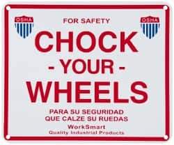 Value Collection - "Chock Your Wheels", Aluminum Safety Sign - Use for Accident Prevention - Exact Industrial Supply