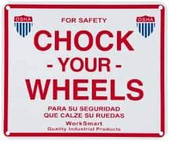 Value Collection - "Chock Your Wheels", Aluminum Safety Sign - Use for Accident Prevention - Exact Industrial Supply