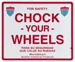 Value Collection - "Chock Your Wheels", Aluminum Safety Sign - Use for Accident Prevention - Exact Industrial Supply