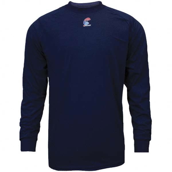 National Safety Apparel - Size 5XL Navy Blue Flame Resistant/Retardant Long Sleeve Base Layer Shirt - Exact Industrial Supply