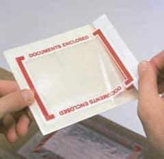 3M - 25 Piece, 6" Long x 5" Wide, Pouch Tape Pad - Documents Enclosed, Clear with Orange Border - Exact Industrial Supply