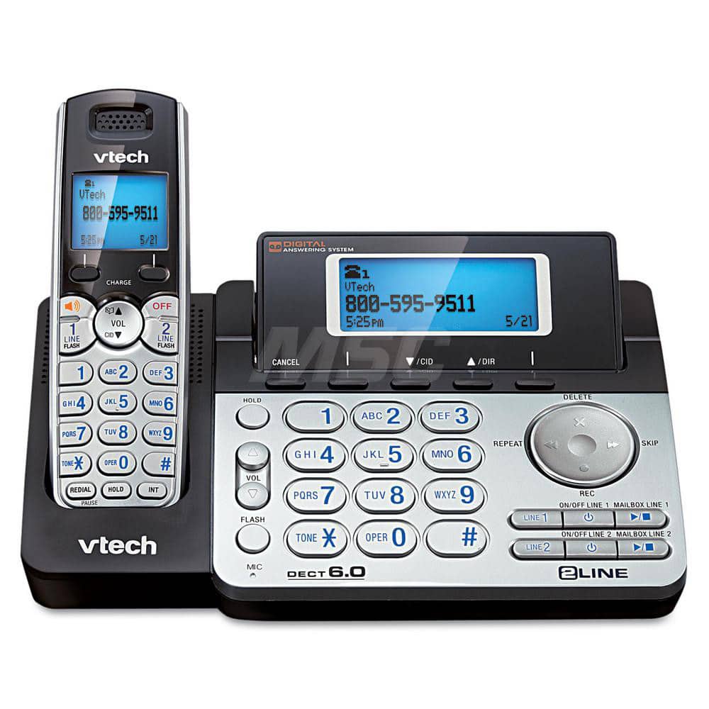 vtech - Office Machine Supplies & Accessories; Office Machine/Equipment Accessory Type: 2-Line Answering System ; For Use With: Office Use ; Color: Black; Silver - Exact Industrial Supply