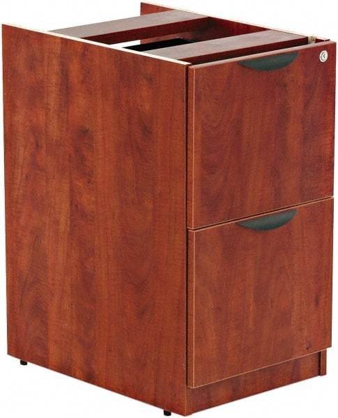 ALERA - 15-5/8" Wide x 28-1/2" High x 28-1/2" Deep, 2 Drawer Full Pedestal - Woodgrain Laminate, Medium Cherry - Exact Industrial Supply