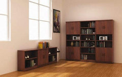 ALERA - 6 Shelf, 80-3/8" High x 31-3/4" Wide Bookcase - 14" Deep, Woodgrain Laminate, Medium Cherry - Exact Industrial Supply