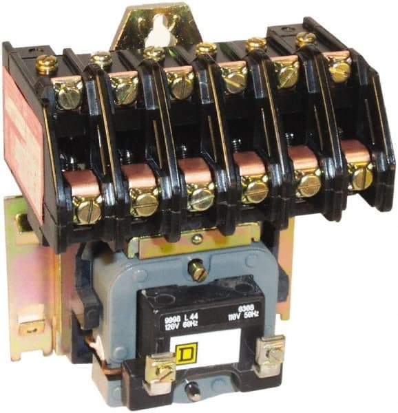 Square D - No Enclosure, 6 Pole, Electrically Held Lighting Contactor - 20 A (Tungsten), 30 A (Fluorescent), 110 VAC at 50 Hz, 120 VAC at 60 Hz, 6NO Contact Configuration - Exact Industrial Supply