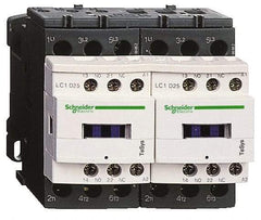 Schneider Electric - 3 Pole, 24 Coil VAC at 50/60 Hz, 18 Amp at 440 VAC, Reversible IEC Contactor - 1 Phase hp: 1 at 115 VAC, 3 at 230/240 VAC, 3 Phase hp: 10 at 460/480 VAC, 15 at 575/600 VAC, 5 at 200/208 VAC, 5 at 230/240 VAC - Exact Industrial Supply