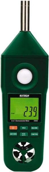 Extech - -148 to 2,372°F, 10 to 95% Humidity Range, Thermo-Hygrometer, Anemometer and Light-Sound Meter - 4% Relative Humidity Accuracy - Exact Industrial Supply
