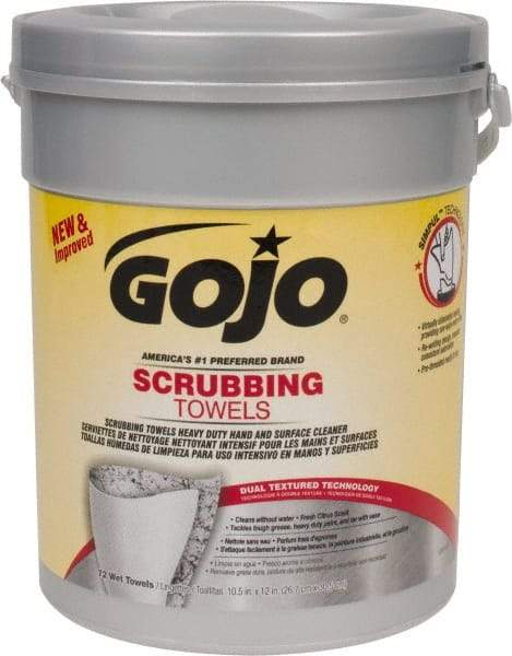 GOJO - Pre-Moistened Hand Cleaning Wipes - Canister, 12-1/4" x 10-1/2" Sheet Size, Red - Exact Industrial Supply