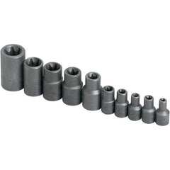 SK - 1/4" Drive Standard Socket Set - E4 to E18 Torx, Torx Measurement Standard - Exact Industrial Supply