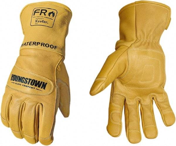 Youngstown - Size 2XL, Leather or Synthetic Leather, Arc Flash, Flame Resistant & Waterproof Gloves - Waterproof & Kevlar Lined, 50.5 cal/Sq cm Max Arc Protection, HRC 4, ANSI Cut Level 2, NFPA70E & ASTM F2302 - Exact Industrial Supply