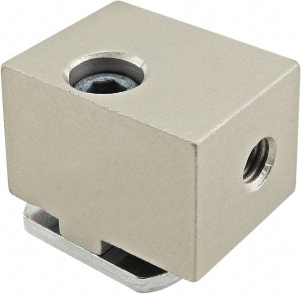 80/20 Inc. - Open Shelving Panel Mount Block - Aluminum, Clear Anodized Finish, Use with 25 Series & Bolt Kit 13-6316 - Exact Industrial Supply